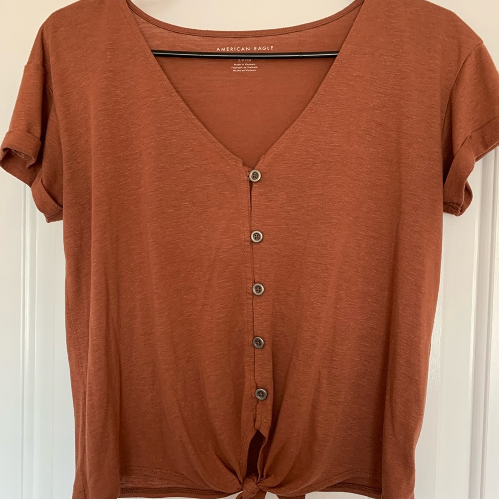 Burnt orange/brown American eagle blouse. Size small